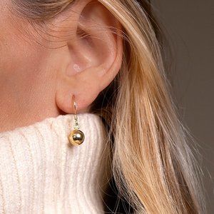 Elegant Gold Hook Earrings with Dangle Balls, Classical Earrings
